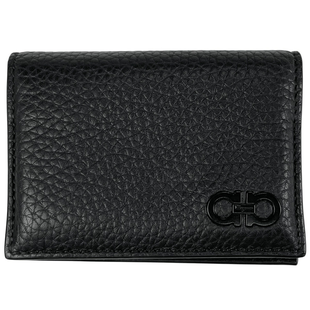 Salvatore Ferragamo Gancini Card Case Wallet Business Leather Black